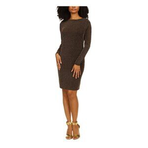 NWT Michael Kors Black/Gold Sparkle L/S Cowl Back Dress size XL